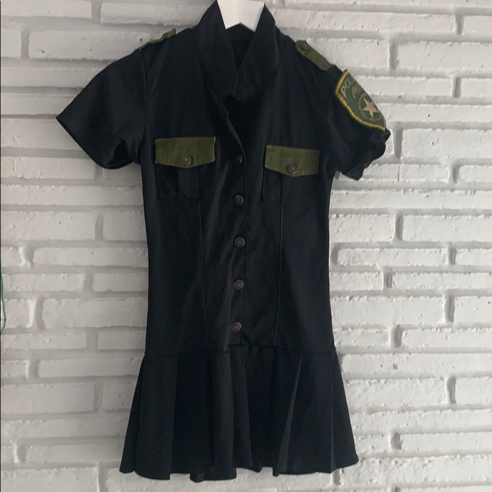 Chic Black and Green Military-Inspired Mini Dress